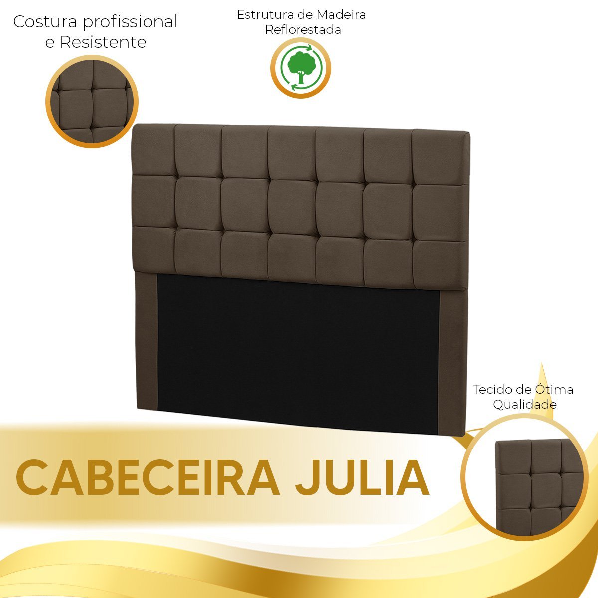 Cabeceira Estofada Julia 1,95 King Size Sued Marrom Castor - Star Confort Cabeceira Julia cabeceira  - 5