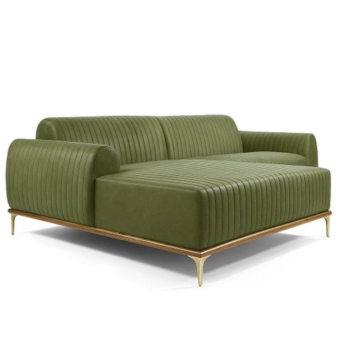 Sofá com Chaise Lado Direito 230cm Cocie Courino Verde - Sallar Home