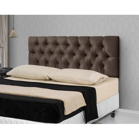 Cabeceira Para Cama Casal Capitonê 1,60 Estofada Suede Marrom - Rede Móveis