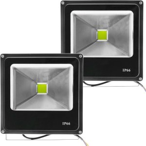 Kit 2 Refletores Led Verde Holofote Externo Jardim Muro 20w