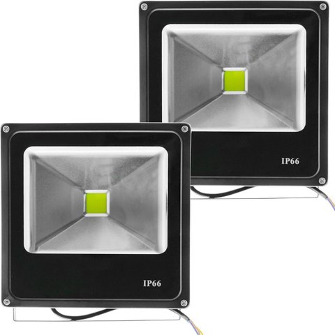 Kit 2 Refletores Led Verde Holofote Externo Jardim Muro 20w