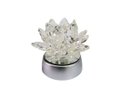 Ver imagem 1 de Enfeite Escultura de Vidro Flor de Lotus de 10cm com Base Espelhada Led Rgb Enfeite de Cristal Cor:t