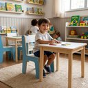 Ver imagem 7 de Cadeira Infantil Azul MDF Encosto Suporta 35kg Quarto Escola Brinquedoteca Estudos Crianca