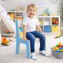 Ver imagem 6 de Cadeira Infantil Azul MDF Encosto Suporta 35kg Quarto Escola Brinquedoteca Estudos Crianca