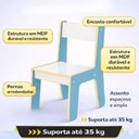 Ver imagem 5 de Cadeira Infantil Azul MDF Encosto Suporta 35kg Quarto Escola Brinquedoteca Estudos Crianca