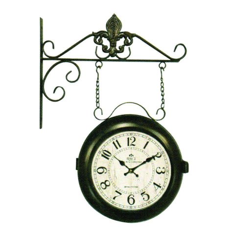 Relógio Estação Dupla Face Retrô Antigo em Metal