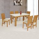 Ver imagem 1 de Conjunto Mesa Luiza Retangular com 6 Cadeiras Paraty Asgard Bege Bagum Bege Freijo