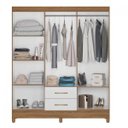 Ver imagem 3 de Guarda-Roupa Casal 6 Portas e 2 Gavetas e Pés Panamá Branco/Marrome