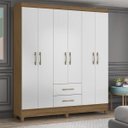 Ver imagem 1 de Guarda-Roupa Casal 6 Portas e 2 Gavetas e Pés Panamá Branco/Marrome