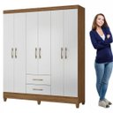 Ver imagem 6 de Guarda-Roupa Casal 6 Portas e 2 Gavetas e Pés Panamá Branco/Marrome