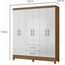 Ver imagem 5 de Guarda-Roupa Casal 6 Portas e 2 Gavetas e Pés Panamá Branco/Marrome