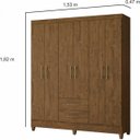 Ver imagem 5 de Guarda-Roupa Casal 6 Portas e 2 Gavetas e Pés Panamá Marrom/Castanho