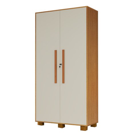Armário Multiuso 100% Mdf 2 Portas C/ Chave Dream Off White/naturale