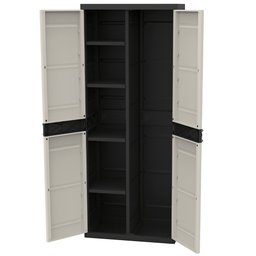 Armário Plástico para Lavanderia Titanium Bege Preto Plastiken - 1