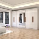 Ver imagem 1 de Guarda-roupa Casal Odisseia 8 Portas 4 Gavetas com Espelho Branco - Panorama Móveis