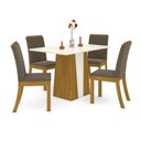 Ver imagem 2 de Conjunto Sala de Jantar Mesa Tampo MDF 4 Cadeiras Fler Espresso Móveis Marrom/Nature/Off White/Bege Escuro