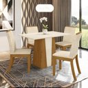 Ver imagem 1 de Conjunto Sala de Jantar Mesa Tampo MDF 4 Cadeiras Fler Espresso Móveis Marrom/Nature/Off White/Bege Claro
