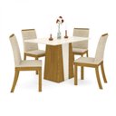 Ver imagem 2 de Conjunto Sala de Jantar Mesa Tampo MDF 4 Cadeiras Fler Espresso Móveis Marrom/Nature/Off White/Bege Claro
