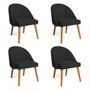 Ver imagem 1 de Kit 04 Cadeiras Poltrona de Jantar Luna Suede Preto Pés Palito Castanho