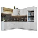 Ver imagem 3 de Armário de Cozinha Completa de Canto 100% MDF 459cm Frentes Branco Brilho Acordes Madesa 01