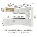 Ver imagem 4 de Armário de Cozinha Completa de Canto 100% MDF 459cm Frentes Branco Brilho Acordes Madesa 01