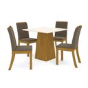 Ver imagem 2 de Conjunto Sala de Jantar Mesa Tampo MDF 4 Cadeiras Zoe Espresso Móveis Marrom/Nature/Off White/Bege