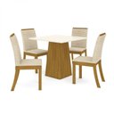 Ver imagem 2 de Conjunto Sala de Jantar Mesa Tampo MDF 4 Cadeiras Zoe Espresso Móveis Marrom/Nature/Off White/Bege Claro