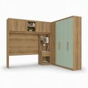 Ver imagem 2 de Guarda Roupa Casal Modulado 3 Peças com Cabeceira 4 Portas 3 Gavetas Milan Yescasa Capuccino/Verde Menta