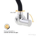 Ver imagem 3 de Torneira de Cozinha Gourmet Preta Parede Bica Móvel com Arejador Articulado 1/4 de Volta