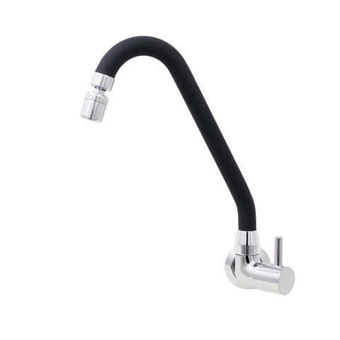 Torneira de Cozinha Gourmet Preta Parede Bica Móvel com Arejador Articulado 1/4 de Volta