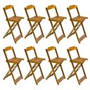 Ver imagem 2 de Kit 4 Conjuntos de Mesa Bistrô Dobraveis em Madeira Padrão com 2 Banquetas Altas - Mel