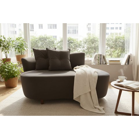 Namoradeira Sofá Feijão Suria 150cm Orgânica Bouclé Marrom