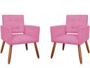 Ver imagem 1 de Kit 2 Poltronas Decorativa Camila Suede Rosa Pés Madeira Mz Decor