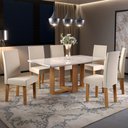 Ver imagem 1 de Mesa de Jantar 6 Lugares Belinda com Vidro Mel/Nude/Off White - Viero Móveis