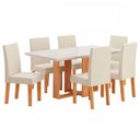 Ver imagem 2 de Mesa de Jantar 6 Lugares Belinda com Vidro Mel/Nude/Off White - Viero Móveis