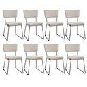 Ver imagem 1 de Kit 8 Cadeiras Decorativa Estofada Para Sala De Jantar Base Em Aço Allana L02 Linho Cru - Lyam