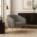 Ver imagem 1 de Poltrona Sala Industrial Alta Dourado Stella Suede D03 - D’Rossi