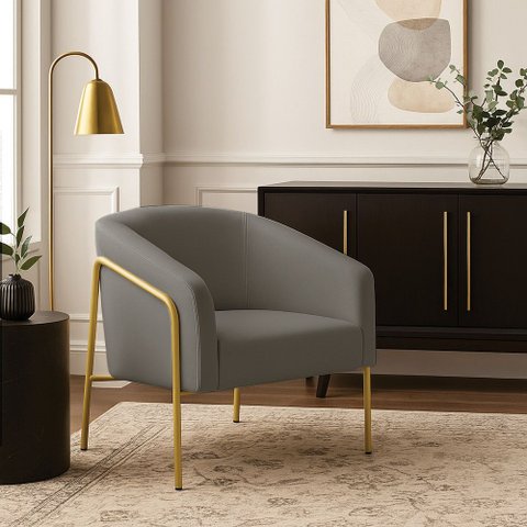 Poltrona Sala Industrial Alta Dourado Stella Suede D03 - D’Rossi