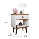 Ver imagem 4 de Mesa de Cabeceira Mesinha para Quarto 1 Gaveta Puxador em Couro Ravenna - Off White com Freijó
