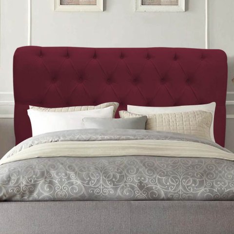 Cabeceira Estofada Cama Box King 195cm París Veludo Bordo- Mabe Magazine