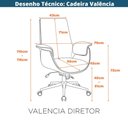 Ver imagem 7 de Cadeira de Escritório Diretor Valencia Fratini Composê Pu Nude Tecido Nude Base Cromada Rodizio