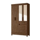 Ver imagem 3 de Guarda-Roupa Solteiro 4 Portas 4 Gavetas e 1 com Chave 2 Espelhos e Pés Sobral Marrom/Castanho Wood
