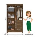 Ver imagem 4 de Guarda-Roupa Solteiro 4 Portas 4 Gavetas e 1 com Chave 2 Espelhos e Pés Sobral Marrom/Castanho Wood