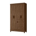 Ver imagem 3 de Guarda-Roupa Solteiro 4 Portas 4 Gavetas e 1 com Chave e Pés Sobral Marrom/Castanho Wood