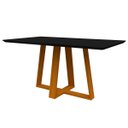 Ver imagem 2 de Mesa De Jantar Para 4 ou 6 Lugares Tampo Retangular Com Vidro 1,60m Lectus Cor Ypê Preto New Ceval 2