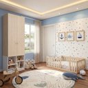 Ver imagem 1 de Quarto Montessori Mini Cama Giulia e Guarda-Roupa Curió 2 Portas Casatema MadeiraOriginals Natural/B