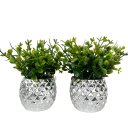 Ver imagem 1 de Dupla Vaso Cachepot Prata em Alto Relevo 3d Decoração Casa