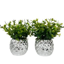 Dupla Vaso Cachepot Prata em Alto Relevo 3d Decoração Casa - 1