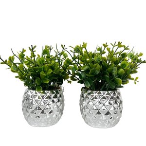 Dupla Vaso Cachepot Prata em Alto Relevo 3d Decoração Casa