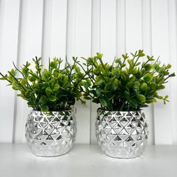 Dupla Vaso Cachepot Prata em Alto Relevo 3d Decoração Casa - 4